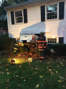Chelmsford Police and Fire responded to 22 Middlesex St. at 5:20 p.m. after receiving numerous 911 calls that a vehicle had driven into the building (Chelmsford Police Department Photo)