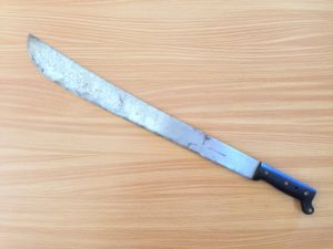 A photograph of the machete wielded by the suspect. (Photo Courtesy of Pepperell Police)