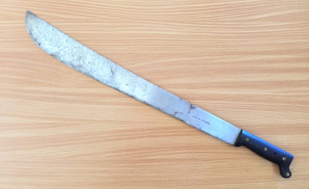 A photograph of the machete wielded by the suspect. (Photo Courtesy of Pepperell Police)