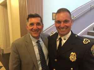 Left to right: Director of the White House Office of National Drug Control Policy Michael Botticelli and Police Chief Scott Allen.