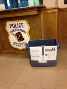 Bedford Police have placed a donation bin in the lobby of their police department for residents to drop off cell phones to be sent to soldiers. (Courtesy Photo)