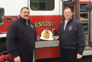 Deputy Fire Chief Rusty Ricker, left, welcomed new Chief Fred A. Mitchell Jr., right, to the Georgetown Fire Department on Oct. 4. (Courtesy Photo)