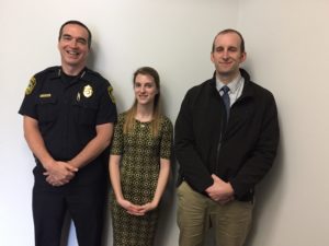 Pictured left-to-right: Pepperell Police Chief David Scott, COIN counselor Laurie Irvine, and Pepperell Police Detective Jay Friend. (Courtesy Photo)