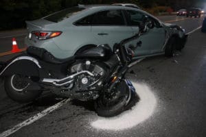 Police responded to a motor vehicle crash involving a motor cycle on Wednesday night. (Courtesy Photo)