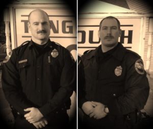 Officer John Coburn, left, and Officer Robert Cote grew out their mustaches as part of No-Shave November. (Courtesy Photo)