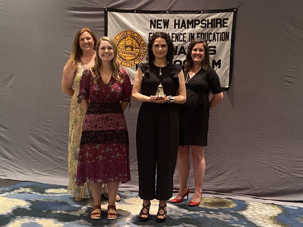 From left: Superintendent Kimberly Rizzo Saunders, High School Librarians Ashley Jones and Rachel Bowman and High School Principal Heather McKillop. (Courtesy Photo ConVal School District) 