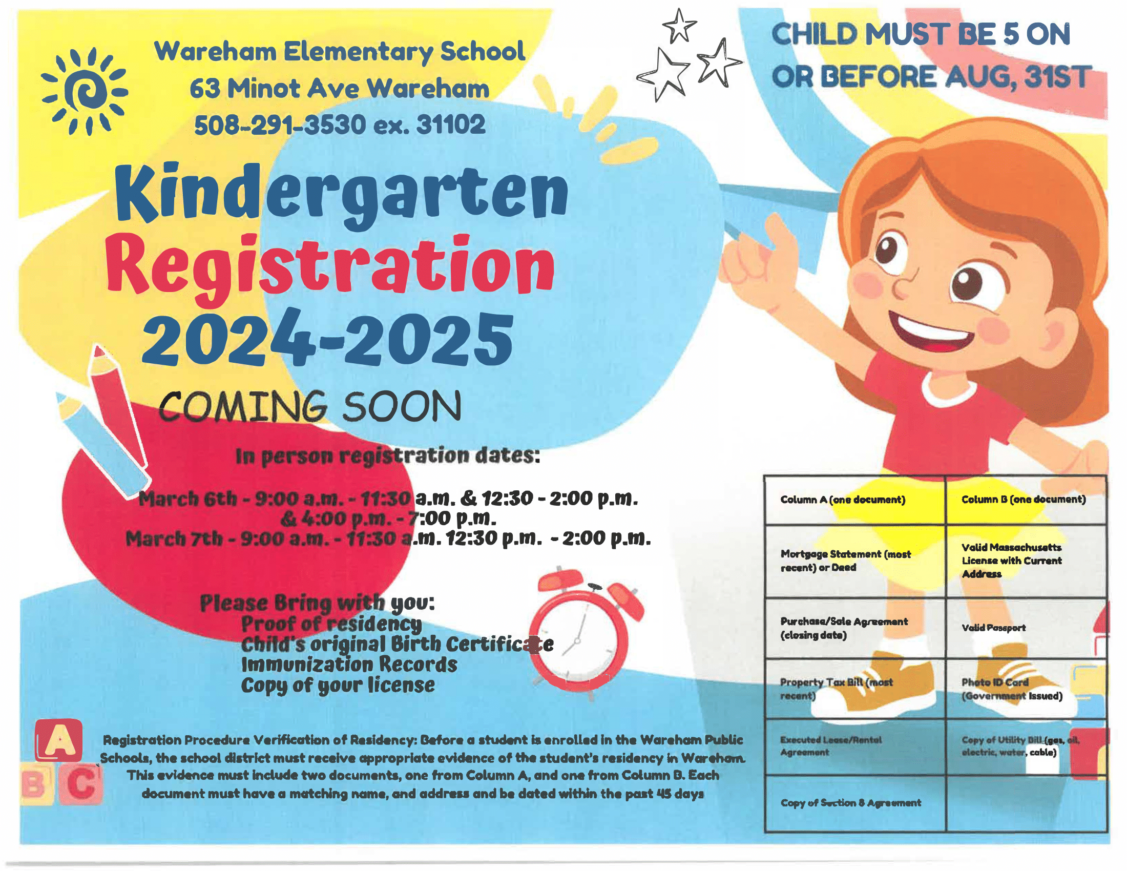 Wareham Public Schools Shares Information for 20242025 Kindergarten