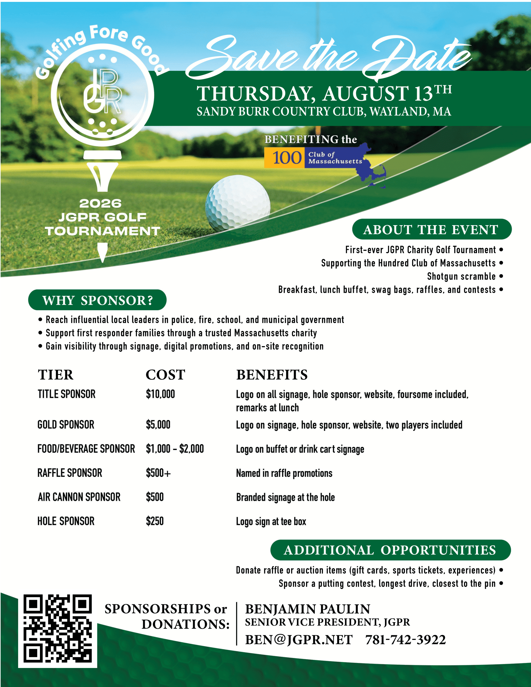 Golfing Fore Good Sponsorship Flyer